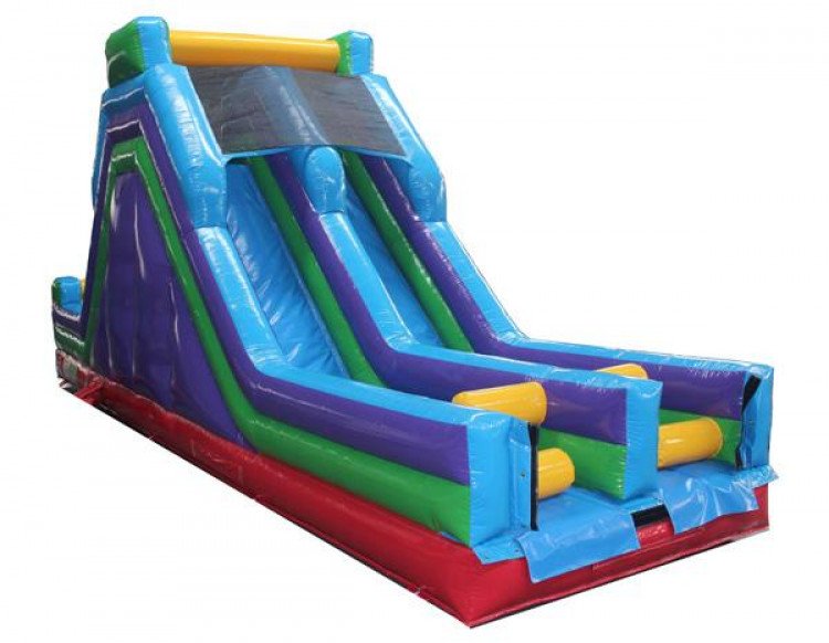 18' Dual Lane DRY Slide with Climbing Wall